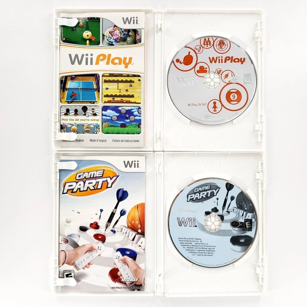 Wii Play & Game Party Nintendo Wii Complete Tested & Works